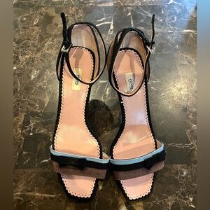 Prada Vintage Elegant Black, Blue &  Brown Women's Strap Heels Size 36 1/2